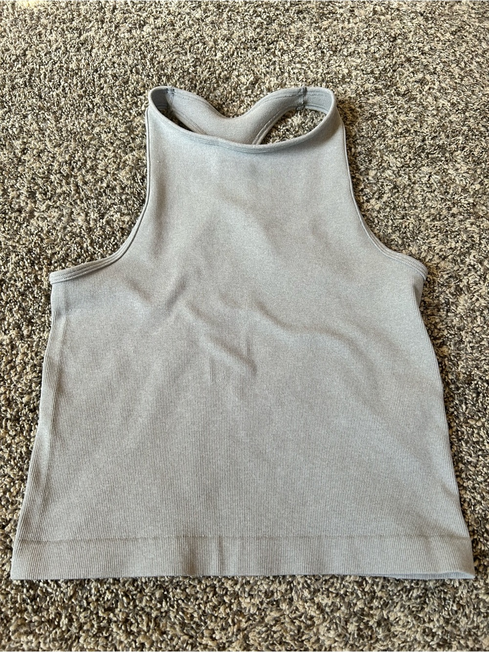 Free People High-Neck Ribbed Tank in Light Gray